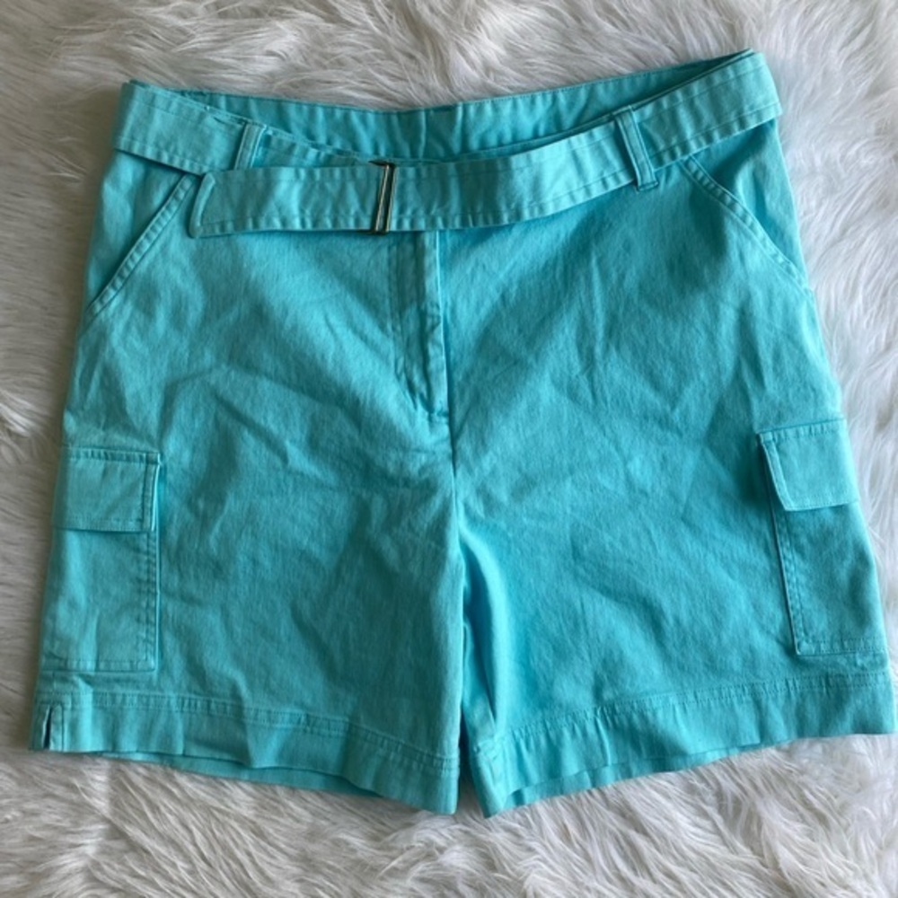 Basic Edition Shorts Womens‎ Size 18 Blue Cotton Belted Bottoms
